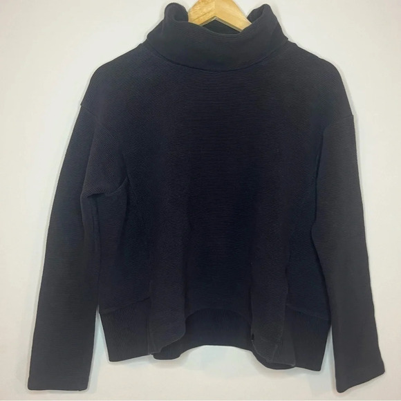 VARLEY Colina Black Ribbed Oversized Turtleneck Sweater - Picture 5 of 13